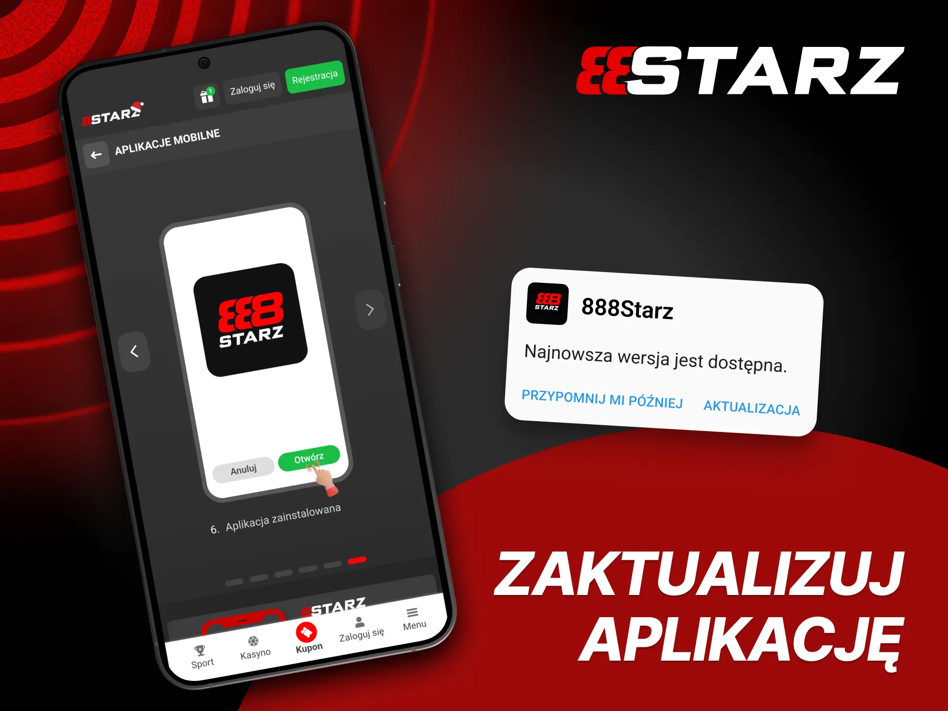 Zaktualizuj aplikację 888Starz dla systemu Android w kilku prostych krokach.