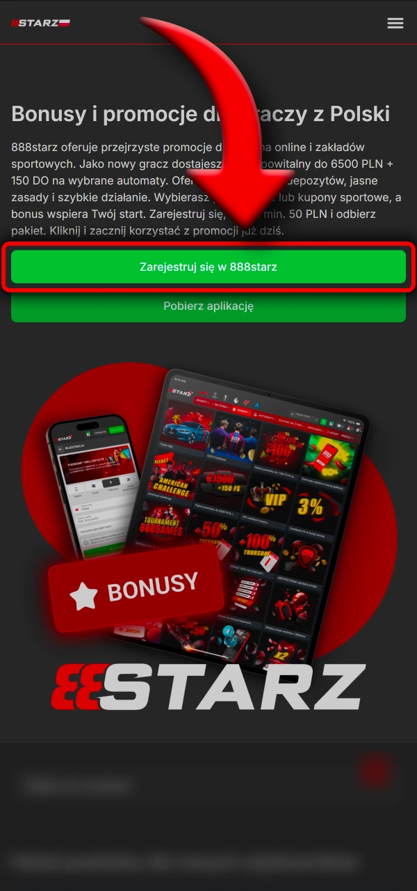Utwórz konto i odblokuj bonus powitalny w 888Starz.
