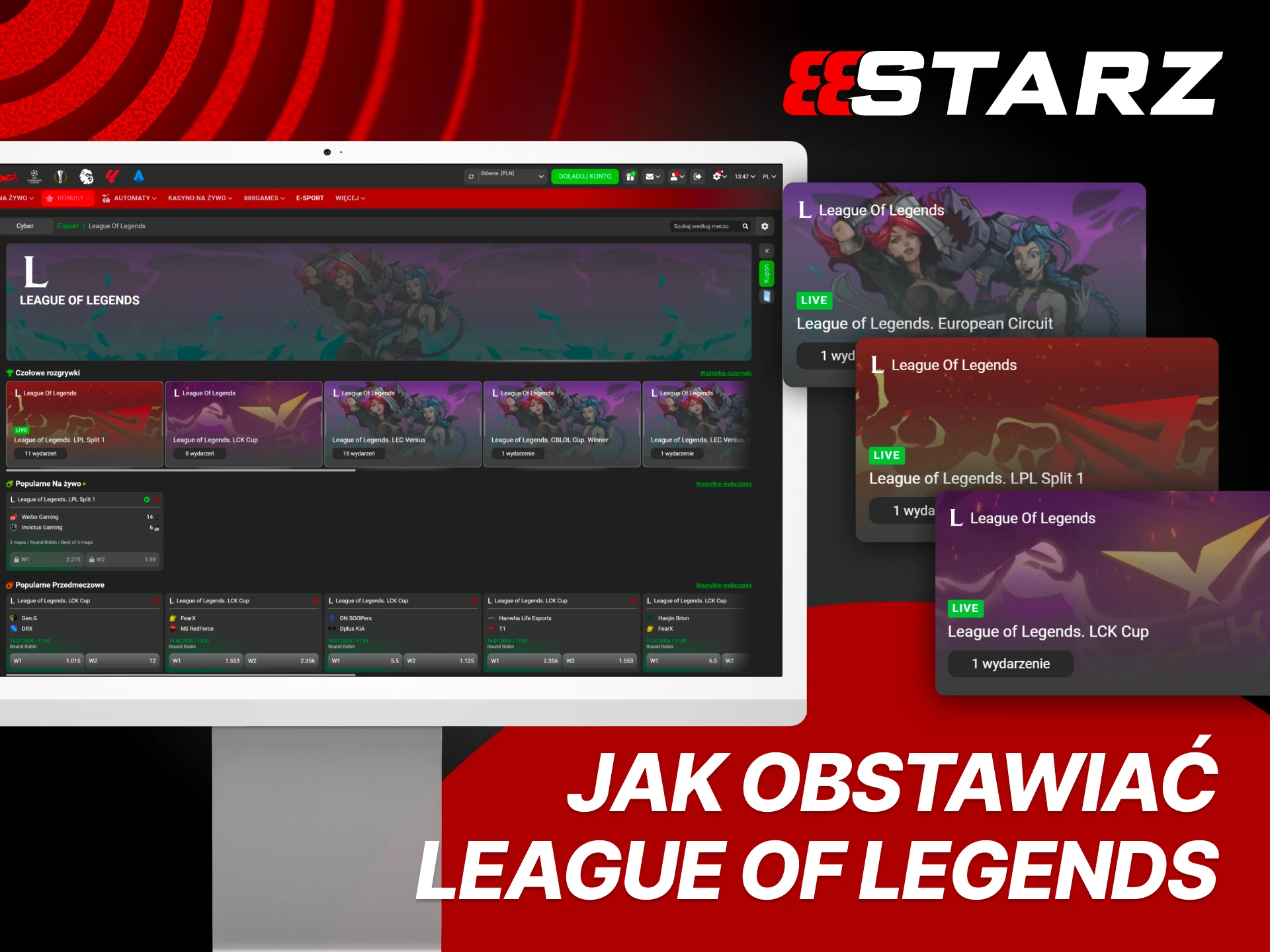 Postaw na League of Legends i śledź rozgrywki na żywo w 888Starz.