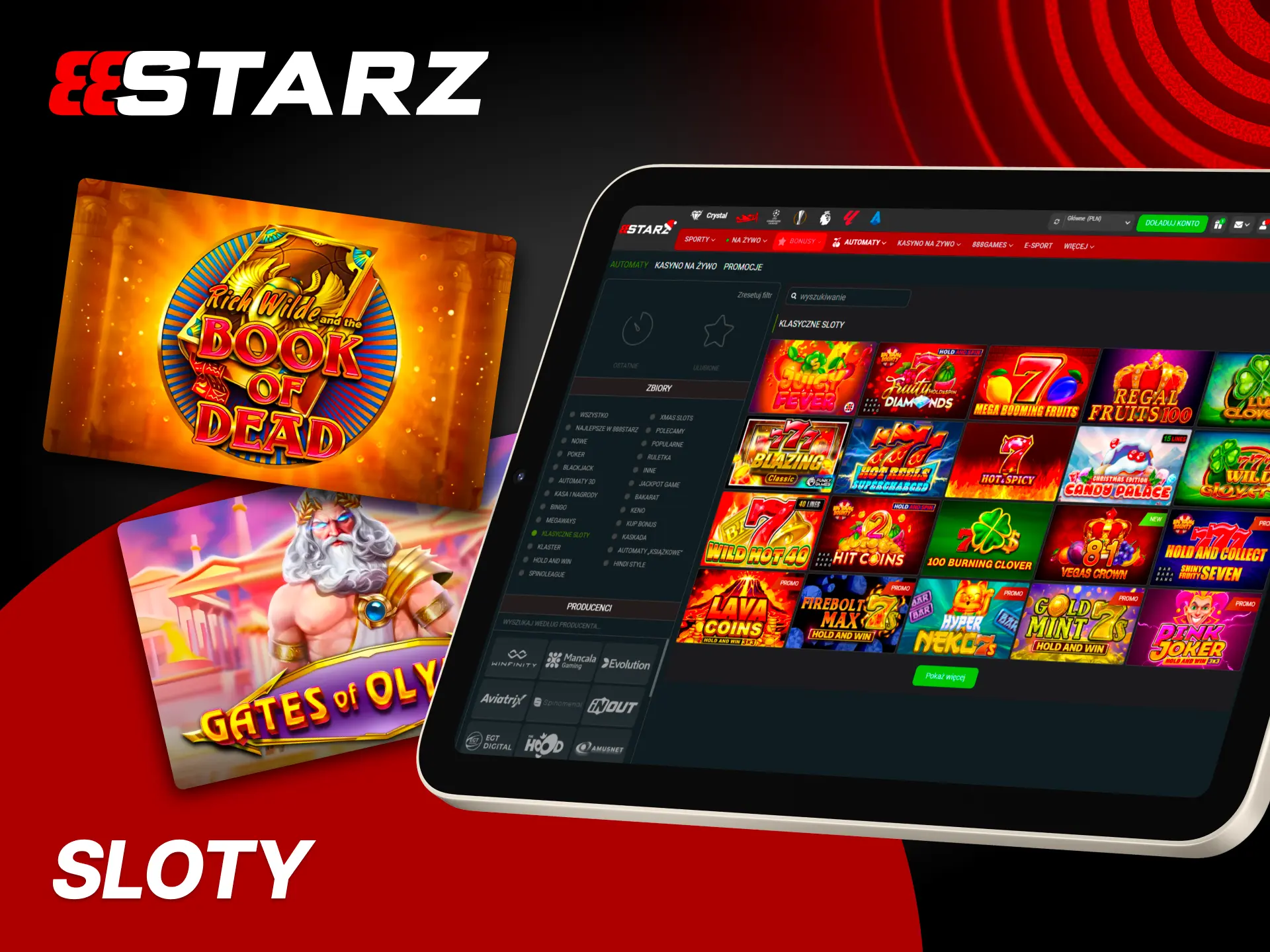 Odkryj różnorodne sloty i graj z bonusami w 888Starz.