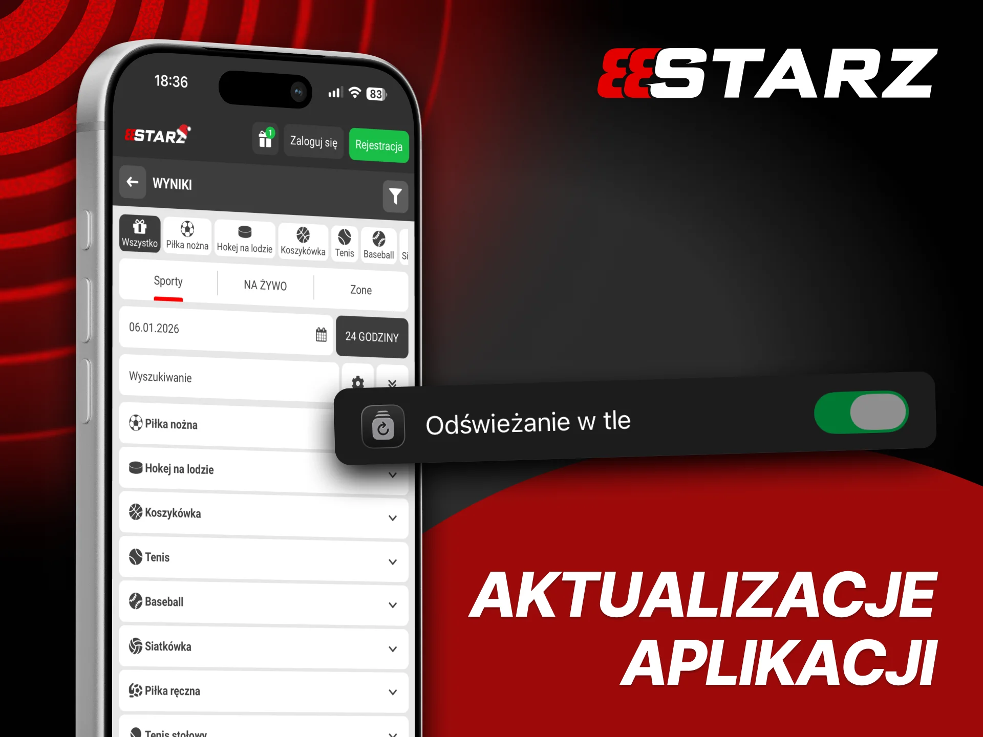 Aplikacja 888starz posiada funkcję automatycznego odświeżania.
