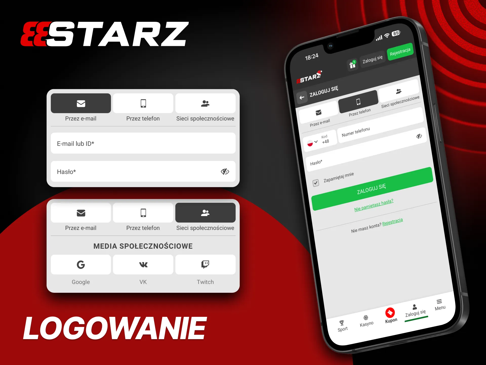 Logowanie do aplikacji 888Starz jest proste i szybkie.