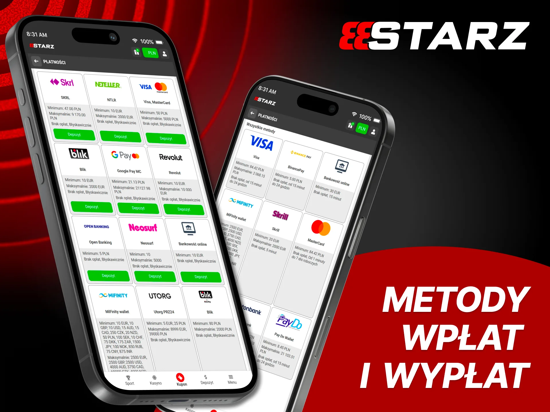 Wpłacaj i wypłacaj szybko lokalnymi metodami 888Starz.