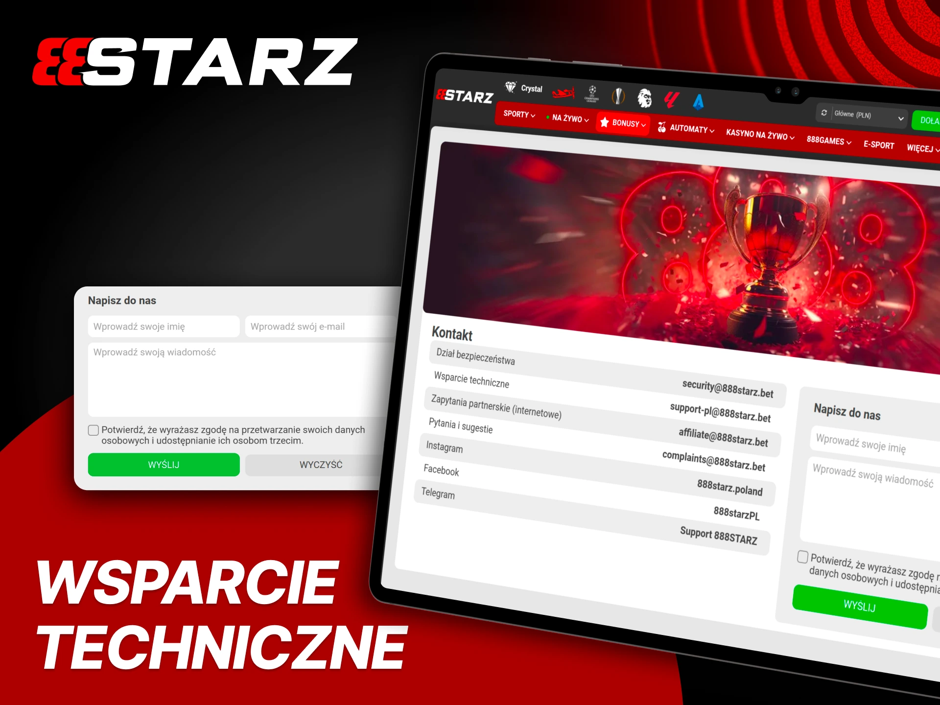 Skorzystaj ze wsparcia technicznego 888Starz aby szybko rozwiązać problemy z grami, aplikacją i płatnościami.