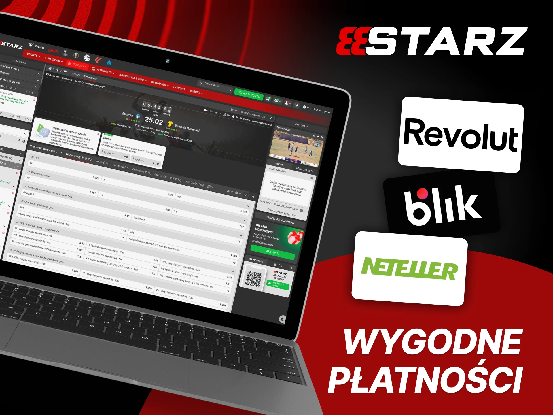 Obstawiaj sport w 888starz dzięki szybkim i bezpiecznym płatnościom.