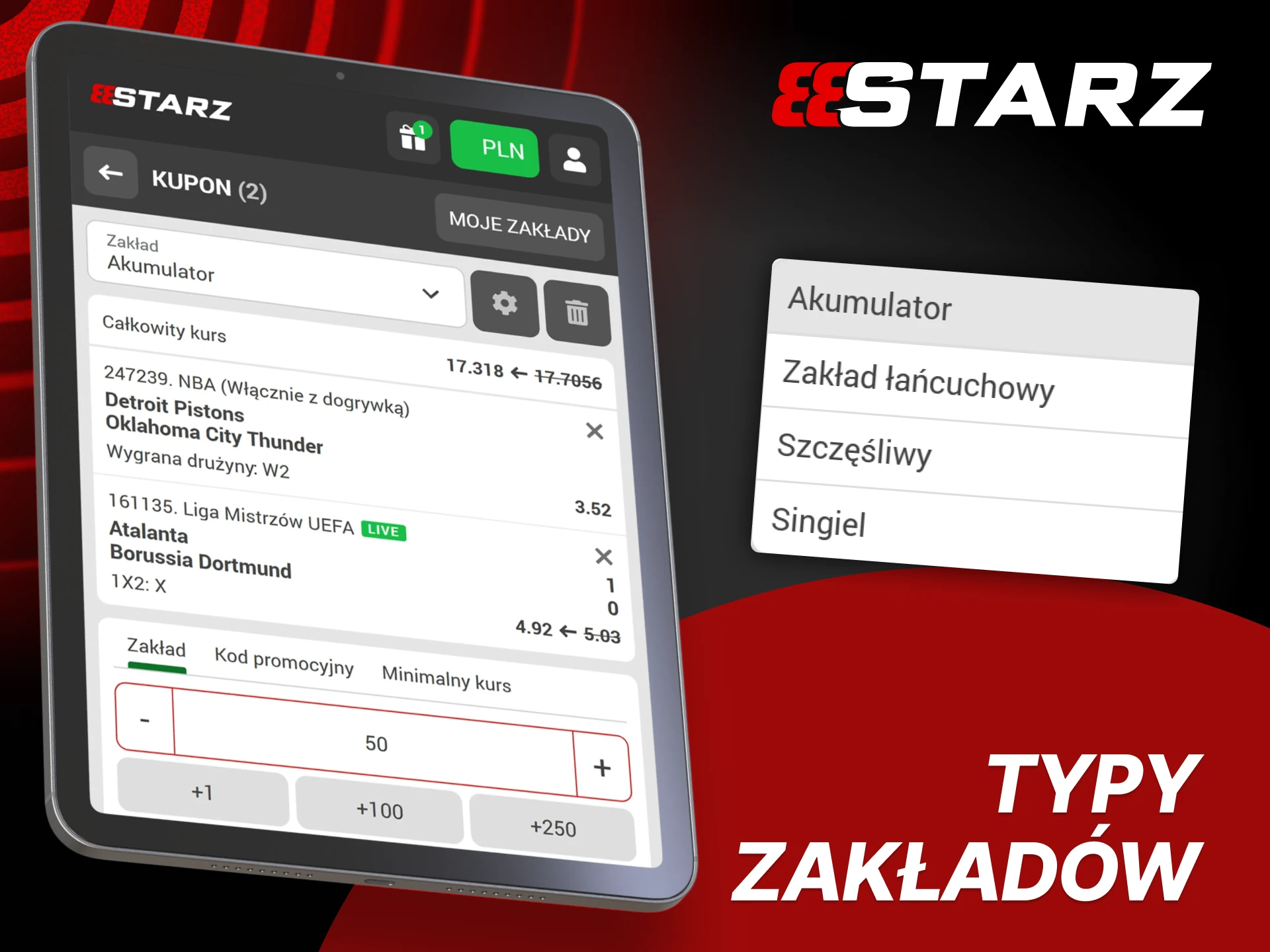 Wybierz swój rodzaj kuponu i graj w 888starz.